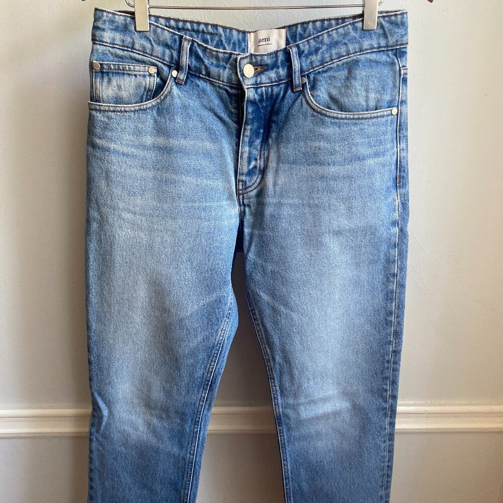 AMI FIT TAPERED BLUE DENIM JEANS MENS 31 X 28